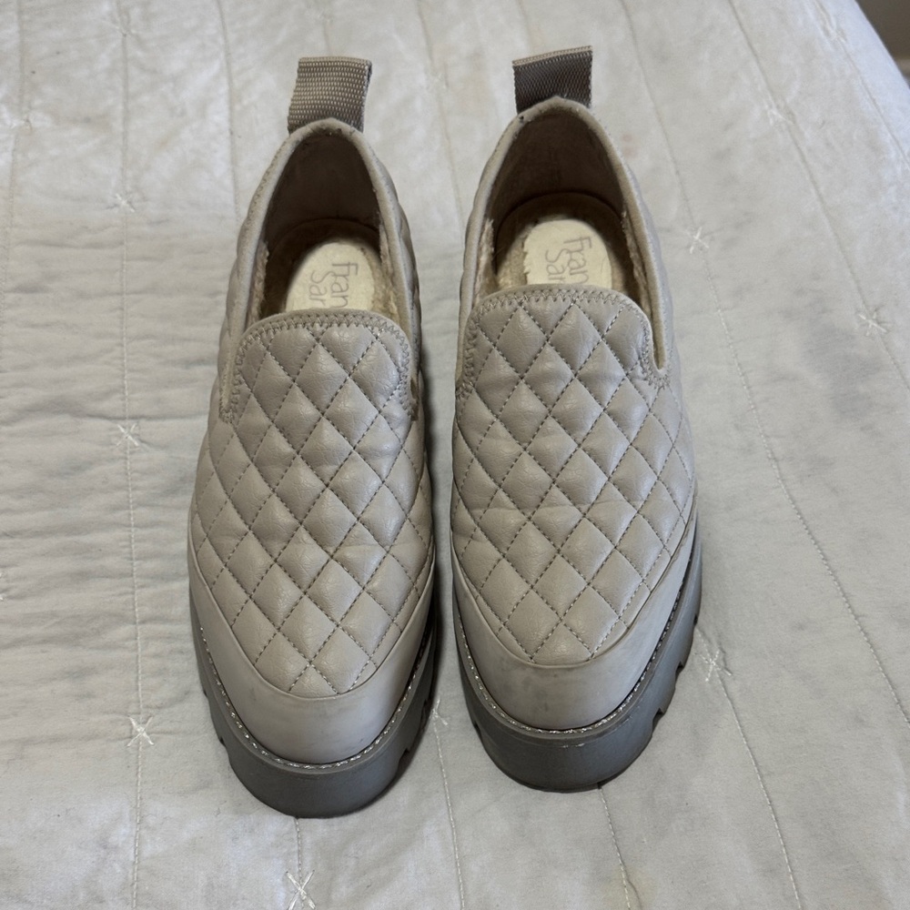 Franco Sarto Quilted Beige Slip-On Shoes
